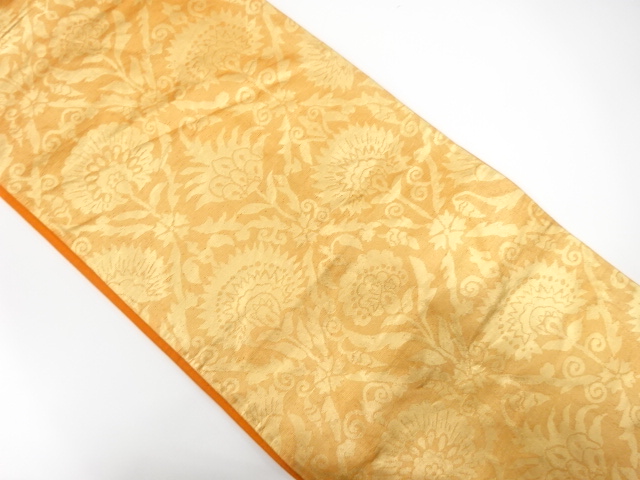 JAPANESE KIMONO / ANTIQUE FUKURO OBI / SILK / WOVEN FLORAL PLANTS